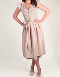 Dirndl Soft Pearl in Beige mit Samt-Rüschchen, Vorderansicht
